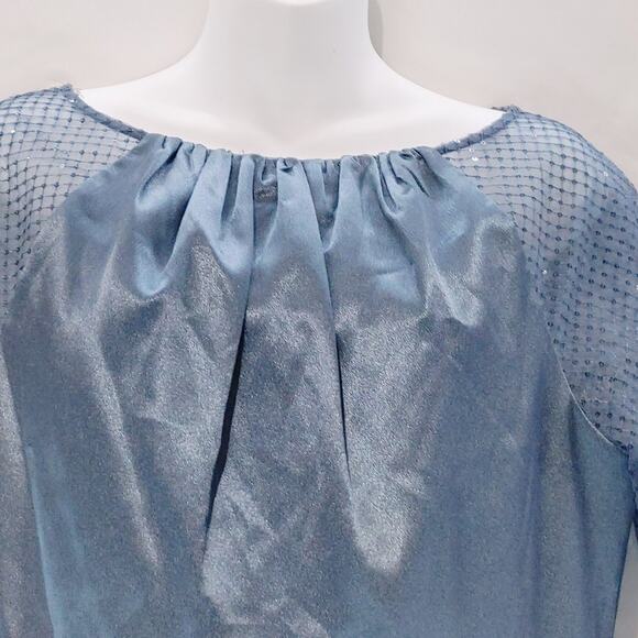 JS Collections Leila Raglan Sleeve Jumpsuit Sequins Blue Satin Womens Size 10 - Picture 5 of 10